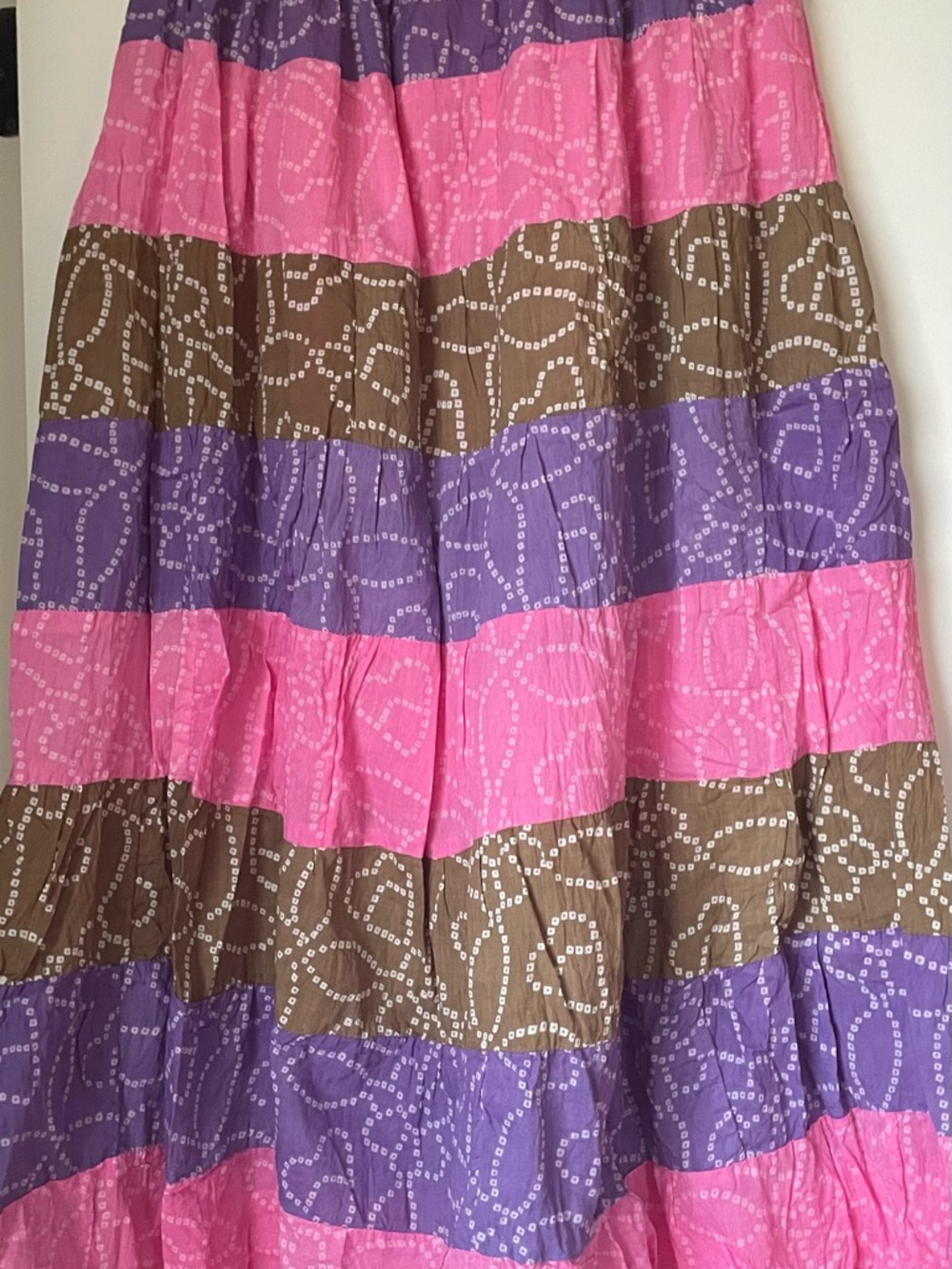Striped Pink Purple Brown Tiered Maxi Skirt